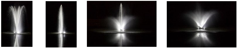 lighted fountains at night